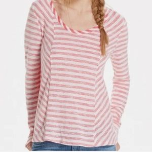 Anthropologie Saturday Sunday Candy Cane Red White Striped Long Sleeve Tee M
